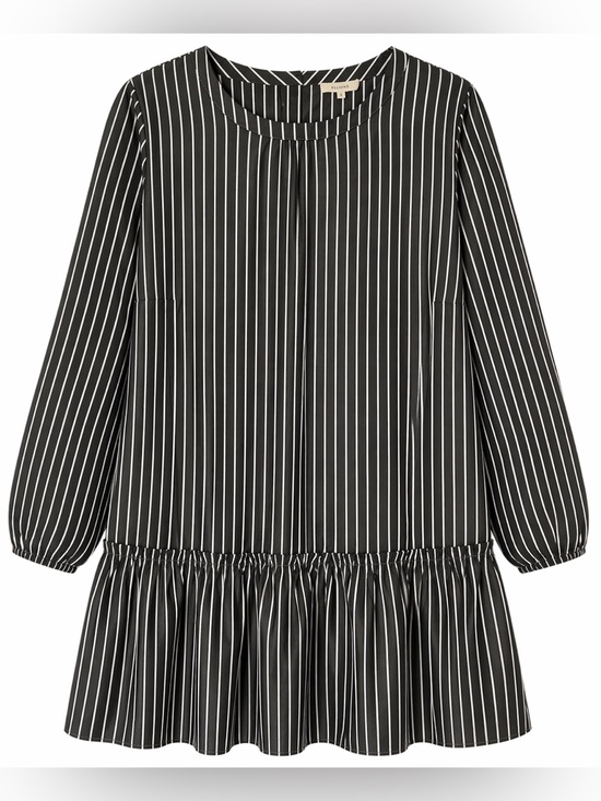 Pleione Dresses & Skirts - Anthropologie Pleione Gray & White Stripe Drop Waist Dress- L